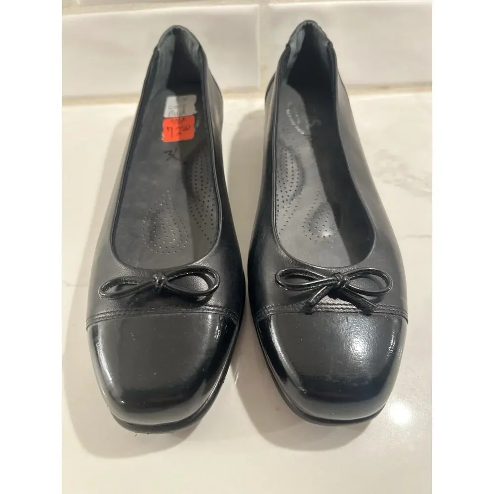 SAS Woman's Coco Slip On Loafer Tripad Technology Black Bow Patent Toe Sz 8N EUC